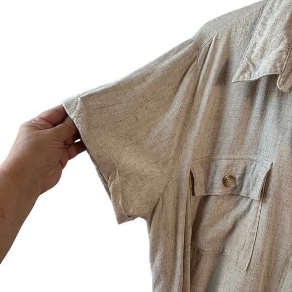 Anthropologie Perch By Blu Pepper Dress 3X Beige Linen Blend Comfort Cottage - Picture 4 of 13